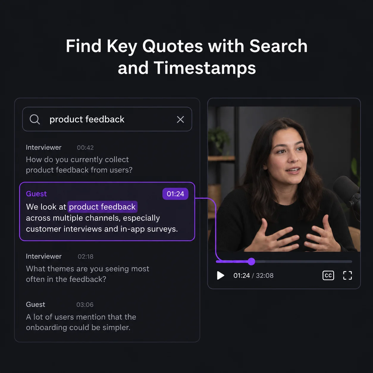 Find Key Quotes with Search and Timestamps